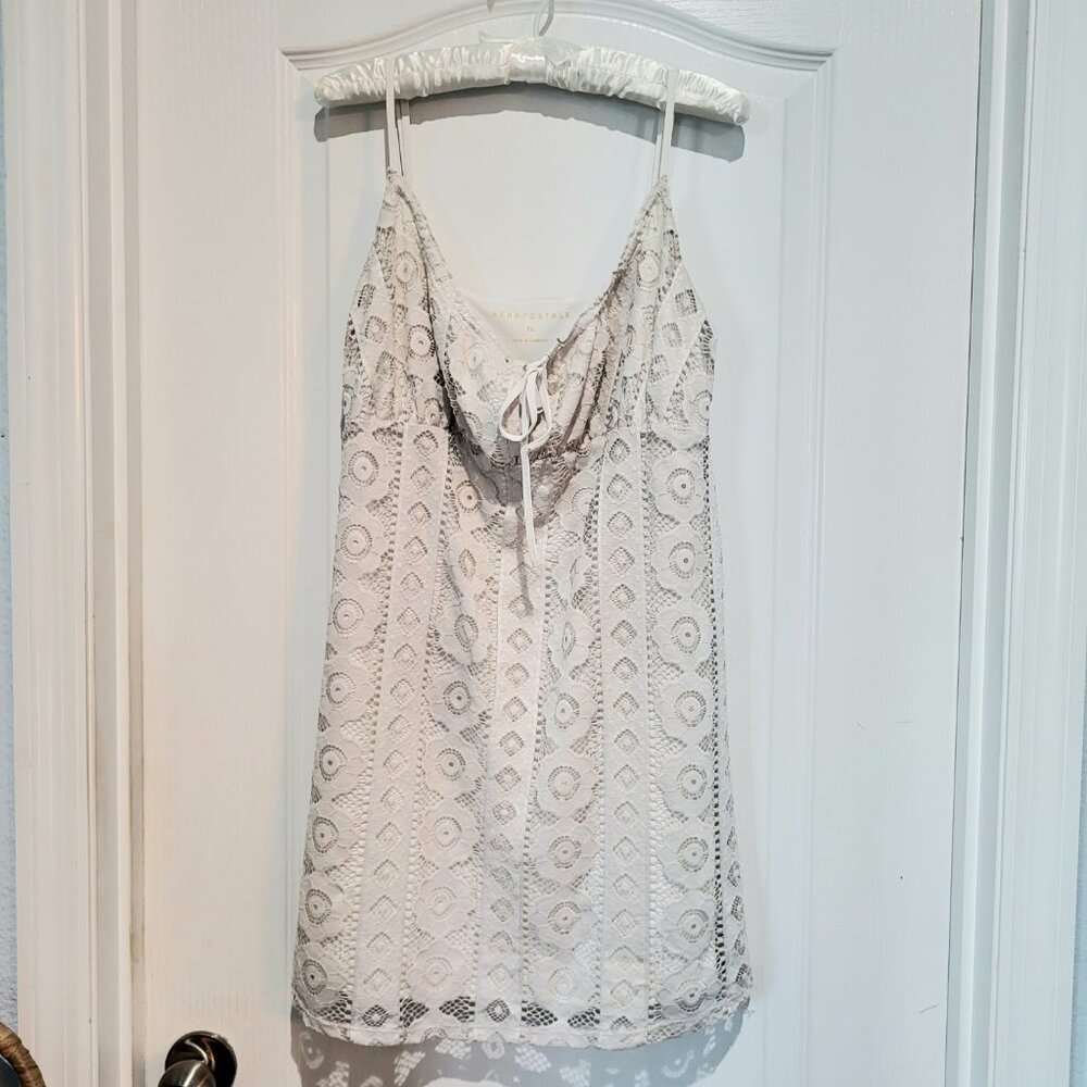 Aeropostale Babydoll Dress White Lace Coquette Coastal Cowgirl Western Y2K